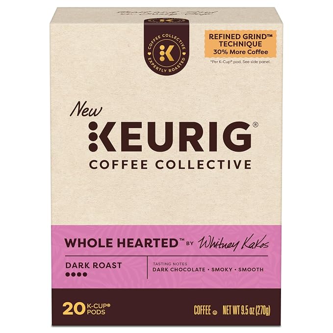 Keurig Coffee Collective, Whole Hearted by Whitney Kakos, Dark Roast Coffee, Single Serve Keurig K-Cup Pods, 20 Count