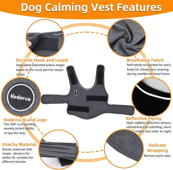 Dog Anxiety Jacket, Skin-Friendly Dog Calming Shirt - Dog Coat for Thunder, Fireworks, Vet Visits and Separation - Keep Pet Calm Without Medicine & Training, Anti Anxiety Vest for Dogs