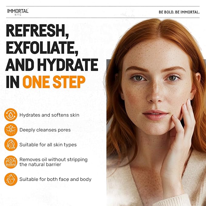 Immortal NYC - Apricot Crush Face & Body Scrub Mask Gel- Moisturizing and Exfoliating Body, Face, Hand, Foot Scrub - Fights Acne, Fine Lines & Wrinkles, Great Gifts For Women & Men - 10 oz