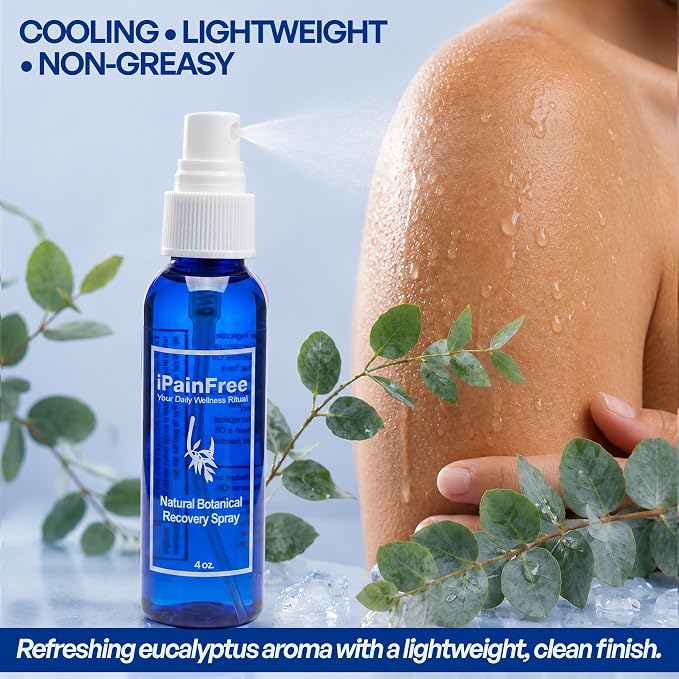 Natural Botanical Recovery Spray with Eucalyptus, Jojoba, Aloe Vera & Grapeseed Oils – Lightweight Topical Recovery Spray for Muscle & Joint Comfort & Massage (4 x 4oz Bottles)