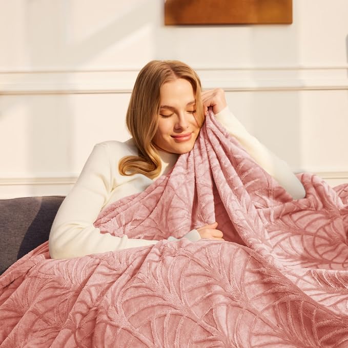 Whale Flotilla Soft Flannel Fleece Twin Size Blanket for Bed, Pink | Cozy Lightweight Breathable Coverlet, Plush Fluffy Bedspread, Vintage Pattern Decorative Blanket for Dorm, All Season 60"x80"