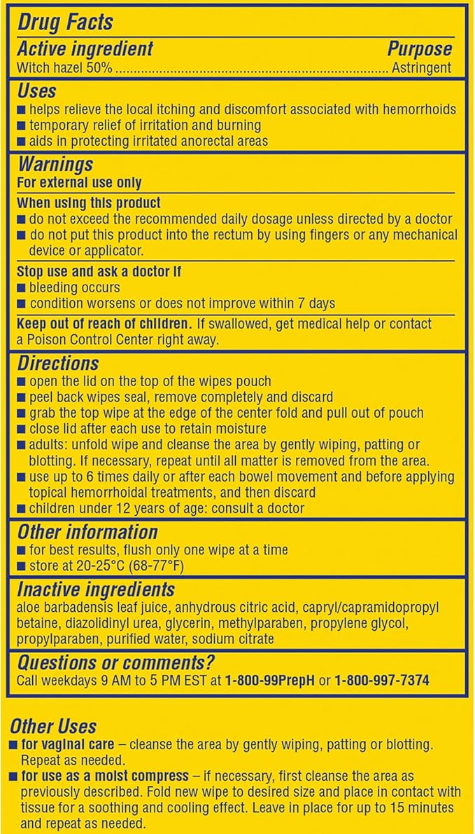 Preparation H Hemorrhoid Flushable Wipes with Witch Hazel for Skin Irritation Relief - 48 Count (Pack of 24)