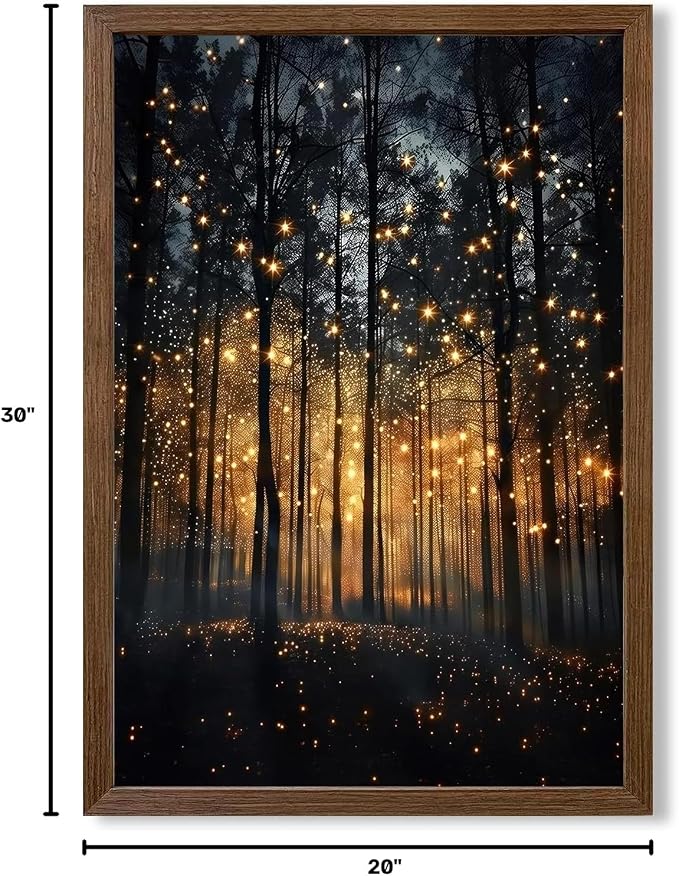 JLTULT Enchanted Forest Wall Art, Solid Wood-Framed Canvas, 20x30 Inches | Dark enchanted forest art on fade-resistant canvas with a ready-to-hang solid wood frame for bedrooms and living rooms