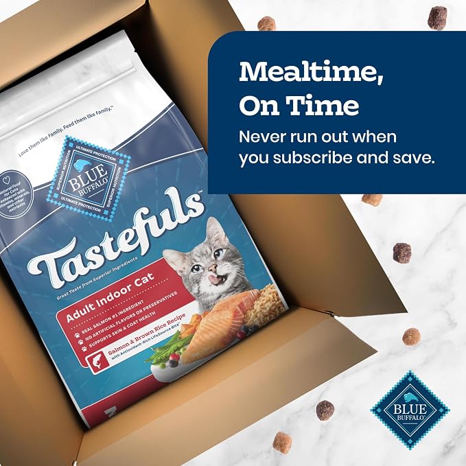 Blue Buffalo Tastefuls Salmon Adult Indoor Dry Cat Food, 15 lb | Salmon & Brown Rice Recipe, Antioxidant-Rich LifeSource Bits, No Corn, Wheat, or Soy