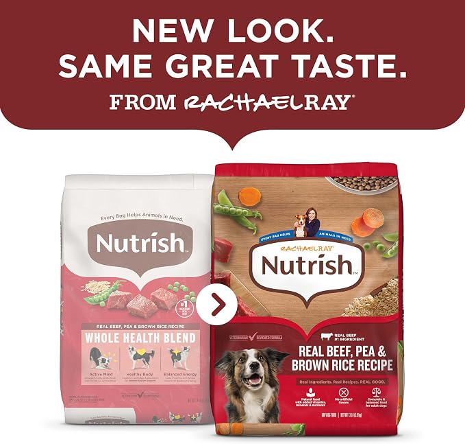 Nutrish Rachael Ray Adult Dry Dog Food Real Beef, Pea & Brown Rice Recipe, 5 lb. Bag (Pack of 2)