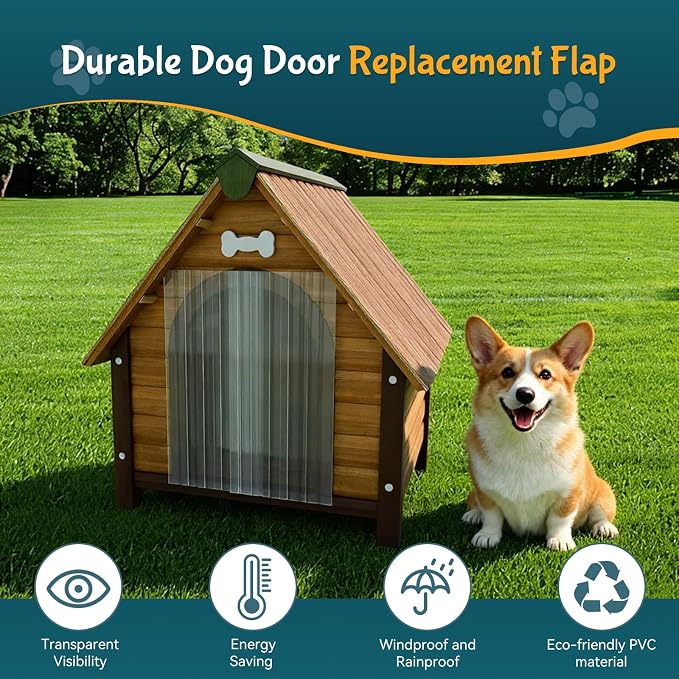 15.7 in x 4.9 FT Dog House Door Flap | Dog Door Replacement Flaps - Transparent Plastic Vinyl Strip for dogloo or kennel, Easy to Cut & Install