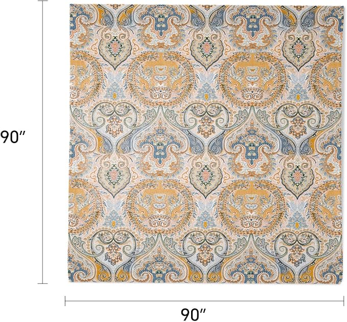 100% Cotton Boho Throw Blanket for Home Decor – Classic Farmhouse Quilt Bedding, Muslin Blankets for Adults, Vintage Woven Decorative Blanket for Couch, Bed Layering Use, Paisley Pattern, 90"x90"