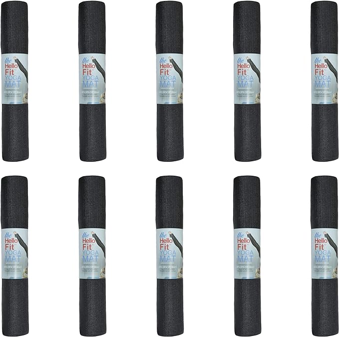 10-Pack Yoga Mat, 68" x 24" Non Slip Exercise Mat, 4mm Thick Gym Mat for Fitness and Stretching, Bulk Non Toxic Yoga Mats for Schools and Studios