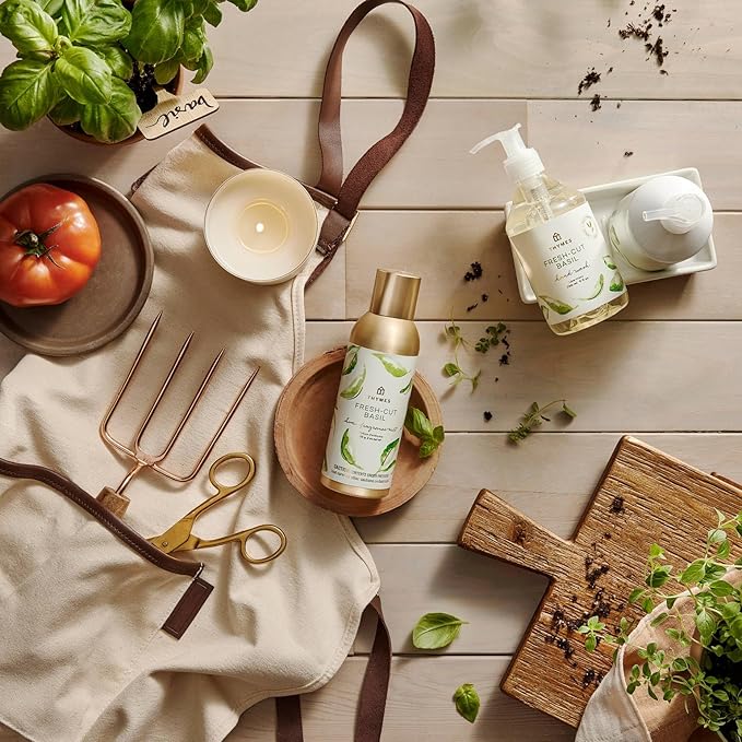 Thymes Hand Wash - Moisturizing Hand Soap Dispenser with Pump - Skin Care - Hydrating Liquid Soap Scented with Notes of Fresh Basil, Tomato Leaf, & Delicate Sage (Fresh-Cut Basil, 9 fl oz)