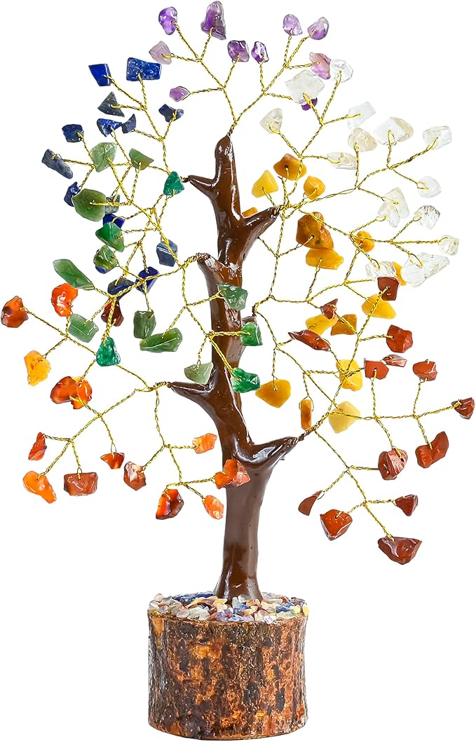 Crocon 7 Chakra Crystal Tree of Life D�cor Bonsai Tree Meditation Office Desk Decor Healing Crystals Stones for Birthday Gifts for Women House Warming Gifts New Home Decoration Present Sister Mom