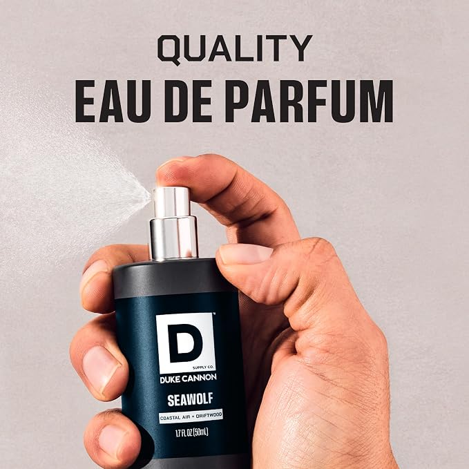 Duke Cannon Proper Cologne Seawolf | Men's Eau de Parfum | Driftwood and Coastal Air | Subtle, Fresh Long-Lasting Scent | 1.7 fl oz