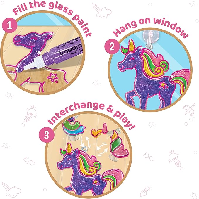 Imagimake Window Art Unicorn | Stained Glass Kit | Unicorn Girls Toys Age 6-8 | Art and Crafts for Girls 8-12 | DIY Suncatcher Kit for 5,6,7,8,9,10,11,12 Year Old Kids | Christmas Gift Ideas for Kids