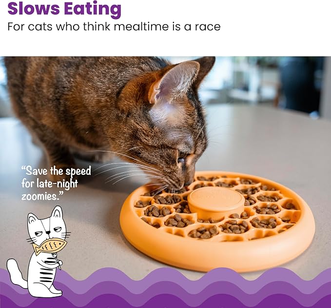 Catstages Slow Feeder Bowl & Treat Puzzle Cat Toy, Aids Digestion, 6.6" | Holds 1/2 Cup of Wet or Dry Food, 30 Treat Compartments, Non-Slip Base, Easy Clean, No BPA, Enrichment, Indoor Cats & Kittens