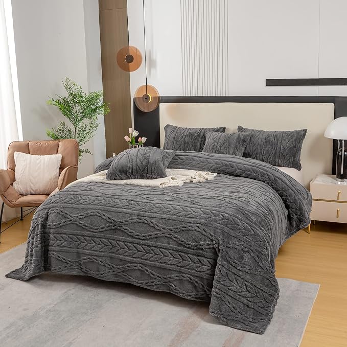 YUSOKI Sherpa Fleece Twin XL Size Blanket, Grey, 65"x90" | 3D Stylish Design,320GSM, Non-Shedding, Lightweight for All Season Use, stays fluffy after repeated washes, Perfect Gifts