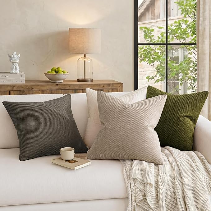 a moment Pack of 2 Decorative Chenille Throw Pillow Covers with Twill Cushion Covers for Sofa Living Room Couch Bed 18x18 Inch Dark Gray