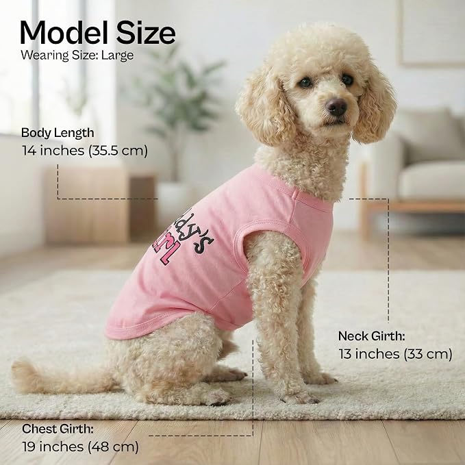 Parisian Pet Dog Shirt – 100% Cotton Shirts for Large Dogs – Pink Sleeveless Puppy Clothes – Lightweight and Breathable Dog Apparel – Girl Dogs Clothes - Stretchy Daddy’s Girl Pet Shirt