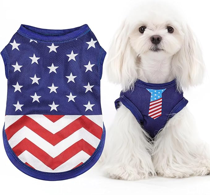 American Flag Inspired Dog Vest: Perfect Dog Shirt, Ideal Tank Top for Everyday Wear, Independence Day Celebrations Quality Materials for a Cute and Stylish Look Classic Blue Star M