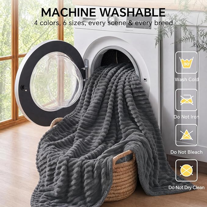 Luciphia Waterproof Dog Blanket, Washable Reversible Flannel Pet Throw | Reversible fleece cover for couch, bed, and crate; calming, and claw-resistant for dogs, cats, puppies Gray XL(85''x57'')