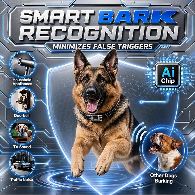 Dog Bark Control Collar for Large Medium Small Dogs 8-120 lbs, Smart Anti Barking Device with 5 Training Modes, Adjustable Sensitivity, Beep Vibration Static, Color: Midnight Black