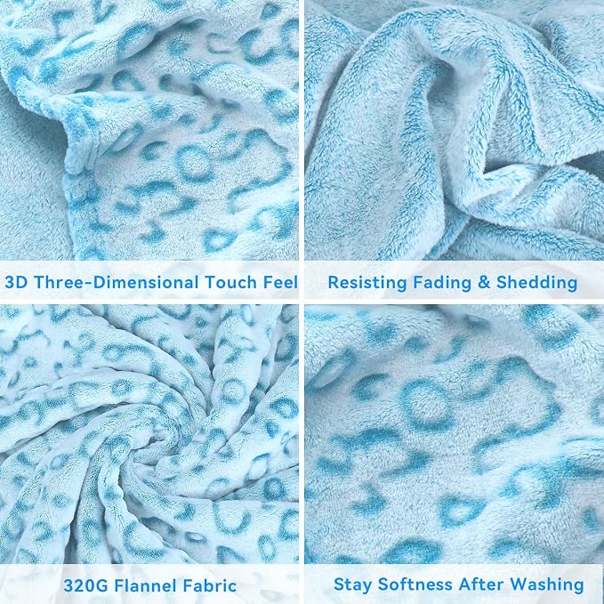 Blue Leopard Print Blanket for Women,Cheetah Throw,Christmas Birthday Gifts | Soft Plush Cheetah Blanket, King Size Fleece Blanket, Bedroom Living Room Decor, Gifts for Women