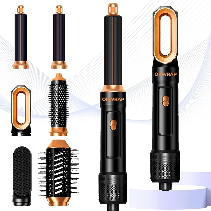 6 in ONE Blow Dryer Brush,Air Curling Iron Round Brush Blow Dryer 800W,Ionic Hair Dryer Brush for Women, Hot Air Brush Hair Styling Tools 100-120V