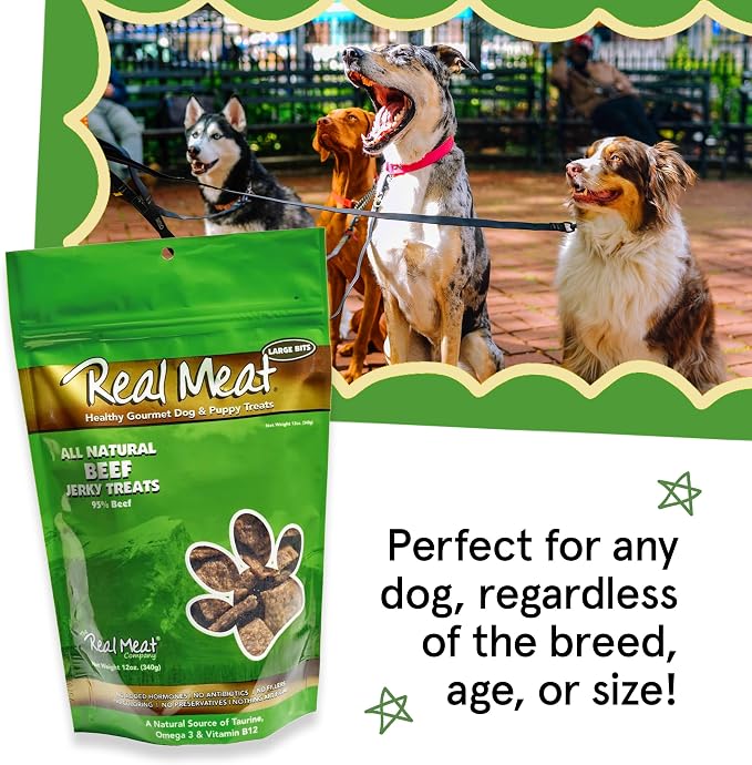 TRMC Real Meat Dog Treats - Two 12oz Bag of Bite-Sized Air-Dried Beef Jerky for Dogs - Grain-Free Jerky Treats with 95% Free-Range, Grass Fed Beef - All-Natural High Protein Treats