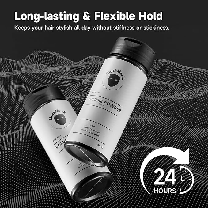 BlackMask Texture Powder for Men, Easy to Apply - Instantly Adds Texture & Volume, All-Natural Ingredients, Strong Hold, Hair Powder for Men (Pack of 3)