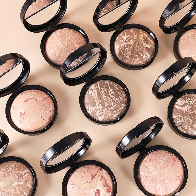 Baked Luminous Pressed Powder–Glow-Infused Foundation,Highlighter & Setting Powder in One–Color-Correcting,Oil-Control,Long-Lasting Coverage for All Skin Tones 02