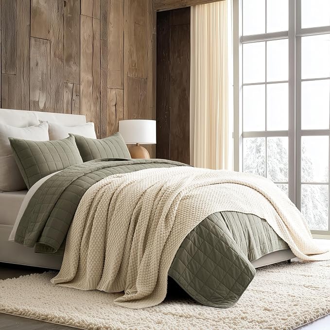 EVERGRACEHOME Chunky Chenille Knit Throw Blanket, 108x92, Beige | Sculpted Moss Stitch, Chic Modern Farmhouse, All-Season Warmth, OEKO-TEX® Certified, Oversized King for Couch, Bed, Sofa