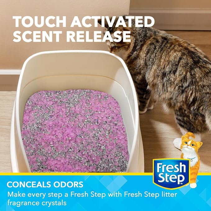 Fresh Step Cat Litter Crystals Deodorizer, Non Toxic Odor Neutralizing Crystals for Litter Boxes that Help Control Smells and Keep Home Areas Fresh, Sweet Blossom Scent, 15 Ounce | Non-toxic odor neutralizing formula, controls litter box smells, keeps ...