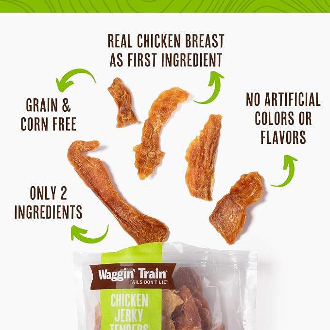 Waggin' Train Dog Treat, Grain Free, Limited Ingredient, Chicken | Jerky Tenders | 11 oz Pouch | Pack of 2