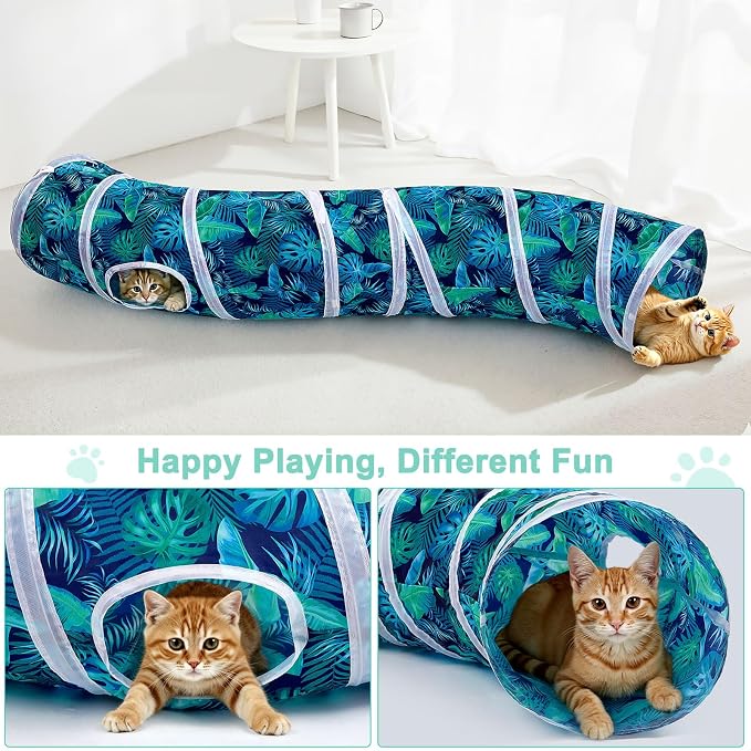 Glittme S-Shape Cat Tunnel, Foldable Cat Tunnels for Indoor Cats