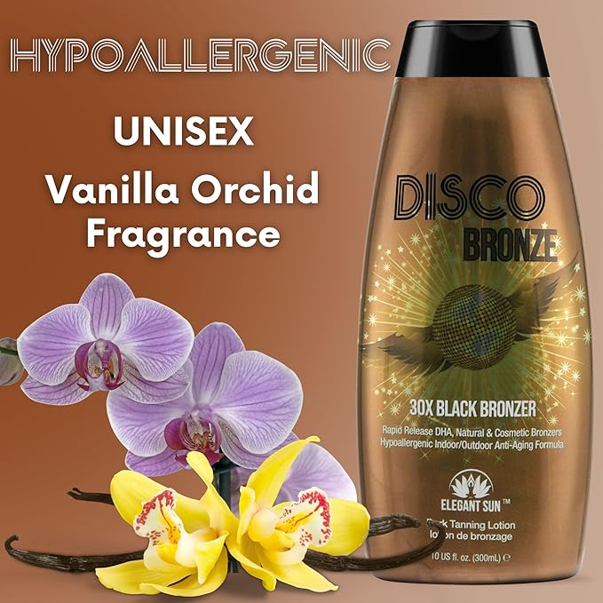 Disco Bronze Tanning Lotion with Bronzer – Bronzing Accelerator 30X DHA Indoor/Outdoor Tanning Bed Lotion for Men & Women, DHA Self Tanner, Skin Firming Ingredients, Hypoallergenic, Get Dark Fast
