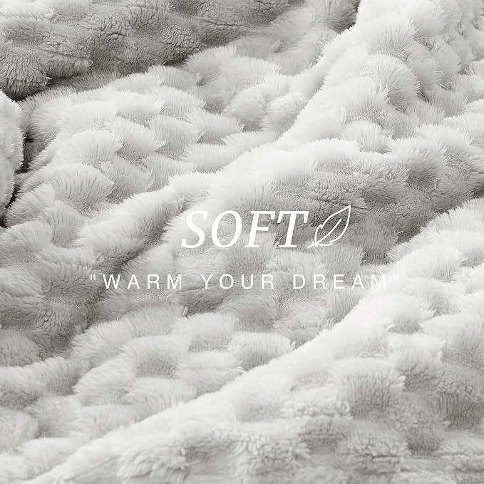 EXQ Home Gentle Soft Fleece Throw Blanket – Cozy Lightweight 3D Imitation Turtle Shell Jacquard Blanket for Couch Bed – All-Season Warm Fuzzy Flannel Blanket for Women Mom Her Gift(60"x80",Light Grey)