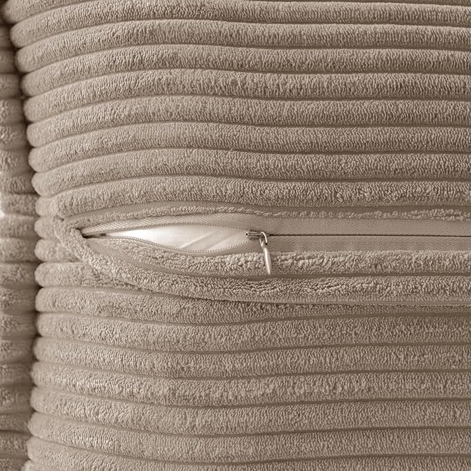 MIULEE Decorative Lumbar Throw Pillow Covers 12x20 Inch Light Brown 2 Pack | Boho Broadside Striped Patchwork Pillow Covers, Soft Corduroy Cushion Cases, For Couch Sofa Bed Livingroom Home Decor