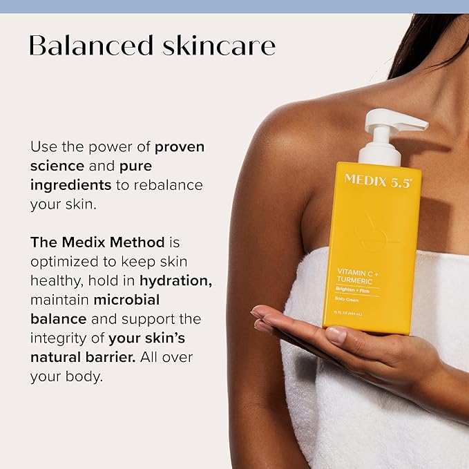 MEDIX Fragrance Free Firming Retinol Body Lotion + Brightening Vitamin C Cream 2pc Skin Care Set | Crepey Skin Care Treatment | Anti Aging Body Cream & Face Moisturizer For Crepe Skin & Dark Spots