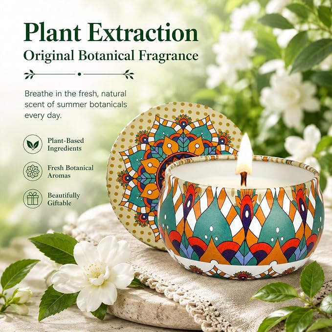 Scented Candles Gift Set, 12 Pack Summer Soy Wax Travel Tin Candles, Refreshing Summer Aromatherapy Scents for Home Spa Relaxation, Gifts for Women