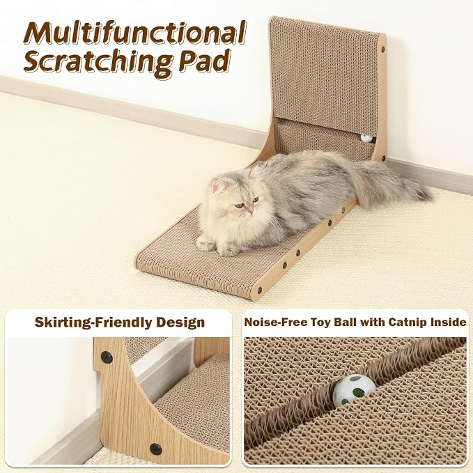 Zakkart 2-Pack Cat Scratching Board, 25.6'' Tall Cardboard L Shape Vertical Cat Scratchers for Indoor Cats, Cat Scratching Post for Wall and Couch, Large