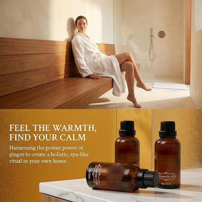 Ginger Massage Oil, Natural Body Oil for Skin, for Relaxing Muscles Massage for Massage Body for Skin Moisturizing for Men and Women, with Ginger & Grapefruit, 3.72 Fl Oz