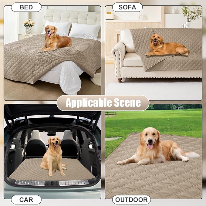 Smiry Waterproof Reversible Pet Couch Covers for Dogs | Pet Friendly, Soft Fabric, Washable Sofa Furniture Protector for Dogs Cat Kids, Checkered (40"x50", Taupe/Taupe)