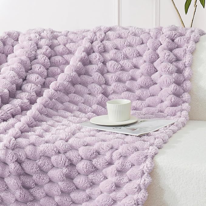 Whale Flotilla Soft Fleece Throw Blanket for Couch & Bed 3D Jacquard, Lilac | Super Cozy Lightweight Plush Fluffy Throw, Luxury Decorative All‑Season Couch Cover Blanket for Sofa & Office Chair, 50"x60"