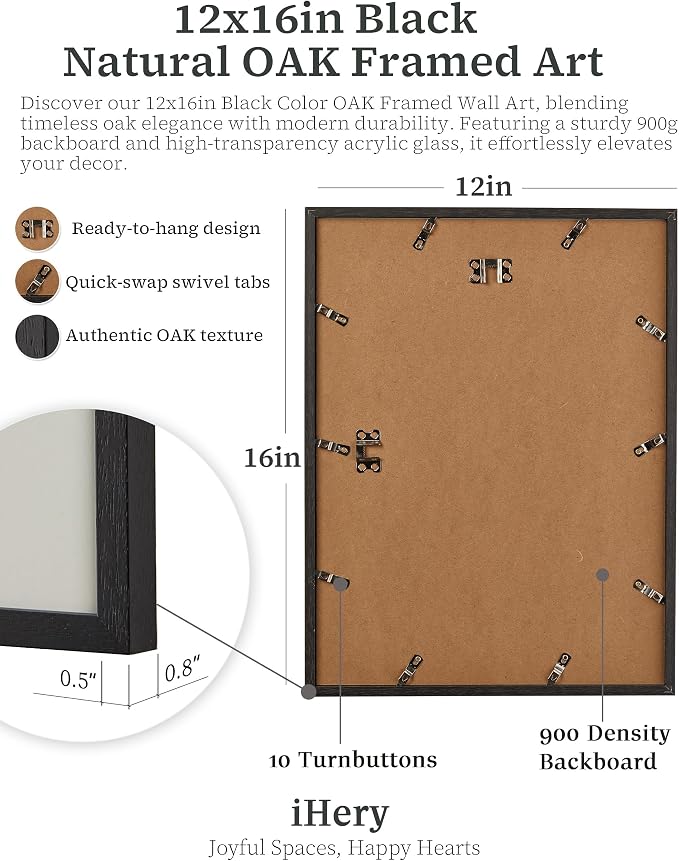 iHery 12x16in No Panic Just Disco Black Framed Newspaper Wall Art | Premium Black Natural OAK Wood Frame with Canvas Print, Retro Disco Ball Decor for Bedroom, Girl Dorm, Living Room 1Pack