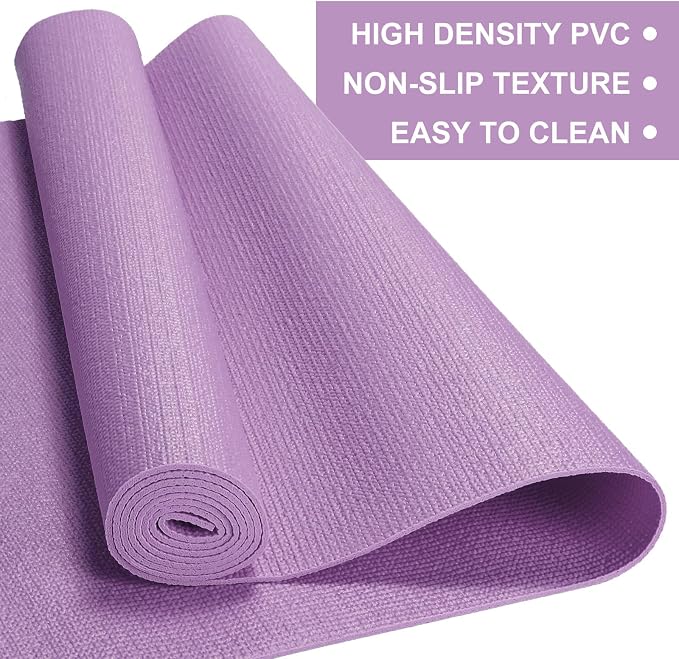 3 mm Thin Yoga Mats Bulk, Lightweight PVC Exercise Mats Non Slip Workout Fitness Pads for Yoga Pilates Stretching Classes Gym Home Studio, Easy to Clean