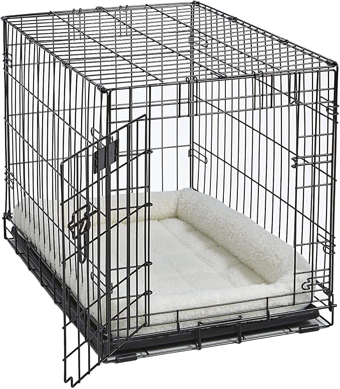 MidWest Homes for Pets QuietTime Dog Bed - White Fleece Bolster, Ultra-Soft and Machine Washable, Fits 42-Inch Crates and Carriers, for Large Breed Dogs