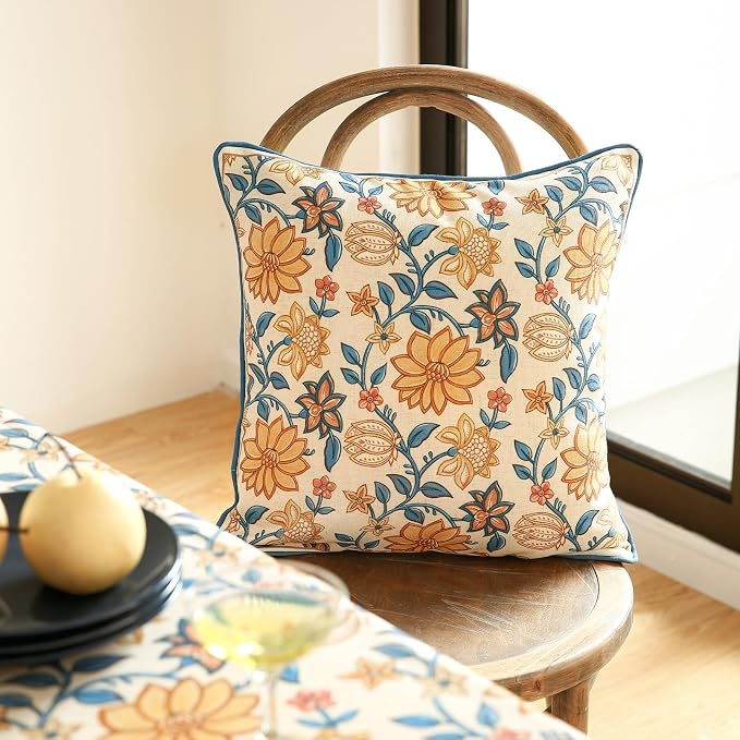 Linen Square Throw Pillow Cover,Set of 2,20"x12"-Estevan B | Designer French Elegant Pillow Cover,Concealed Zipper Design,Sofa,Bedroom,Living Room,Lounge Chairs,All Season Home Decor