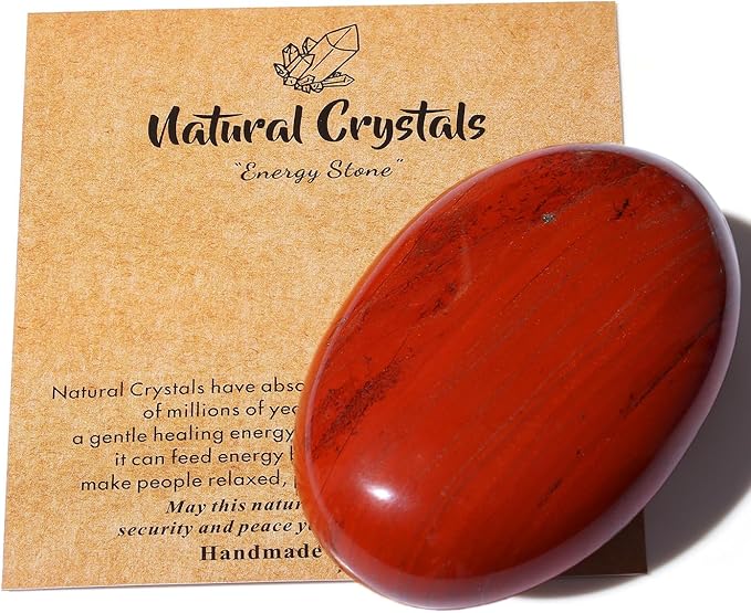 MAIBAOTA 2.4" Large Red Jasper Crystals Stone Polished Palm Stone Healing Crystals 0.7" Thick Natural Reiki Gemstone Worry Stone Energy Balancing Anxiety Stress Relief Meditation 1 Pc