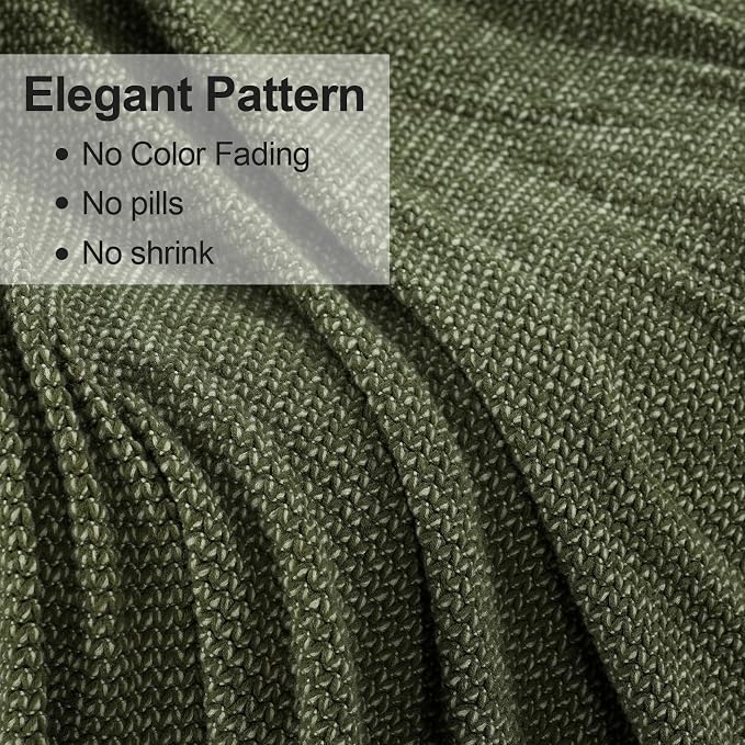 Blagic Wheat Textured Knit Throw Blanket for Couch,Green and White,60"x80" | Soft Farmhouse Boho Throw Blanket with Tassels,Decorative for Living Room,Gifts for Adults,All Season Use