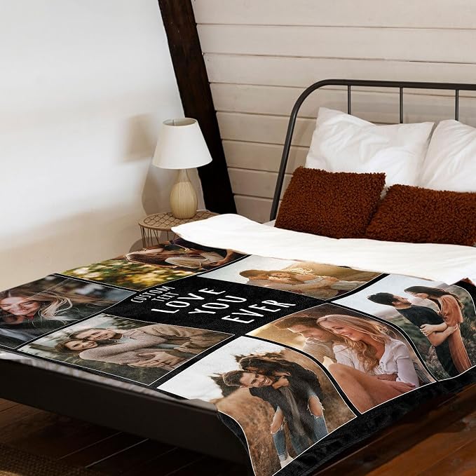 Funny DIY Custom Blanket Customize Photos Blanket Personalized Blankets with Picture Text Customized Christmas Valentines Day Birthday Gifts for Couple Boyfriend Girlfriend Him Her Men Women Dad Mom