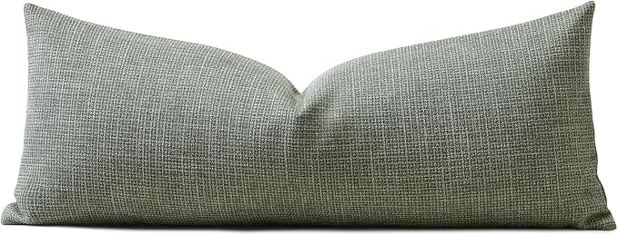 OTOSTAR Linen Throw Pillow Cover Set of 1 Decorative Long Lumbar Pillowcase Rectangle Cushion Cover 14x36 Inch for Home Decor Sofa Bedroom Car 35 x 90CM Olive Green