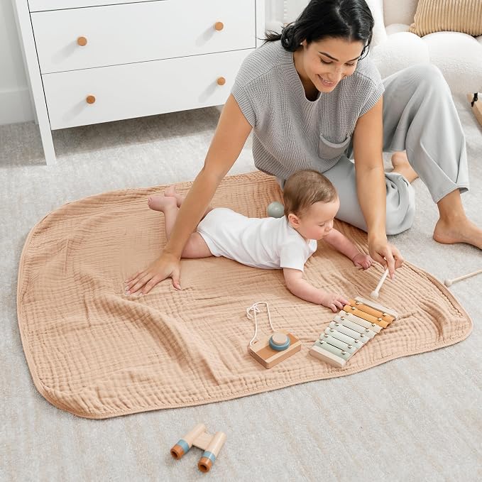Comfy Cubs Muslin Baby Blanket 40" x 40" L - Swaddle Blankets, Cream | Soft, Lightweight, 6-Layer Cotton Breathable Baby Blankets - Comfortable, Gentle & Versatile Cotton Baby Blankets for Sleep
